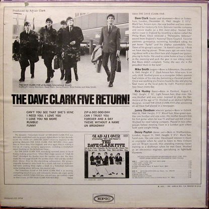 The Dave Clark Five : The Dave Clark Five Return! (LP, Album, Mono, Pit)