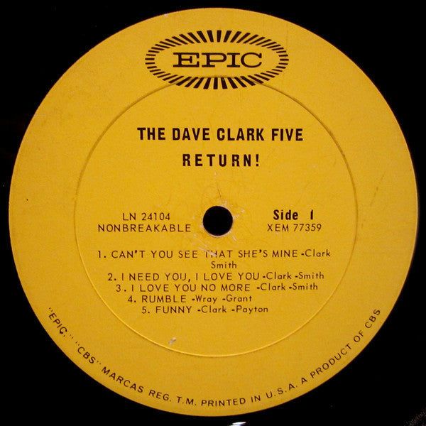 The Dave Clark Five : The Dave Clark Five Return! (LP, Album, Mono, Pit)