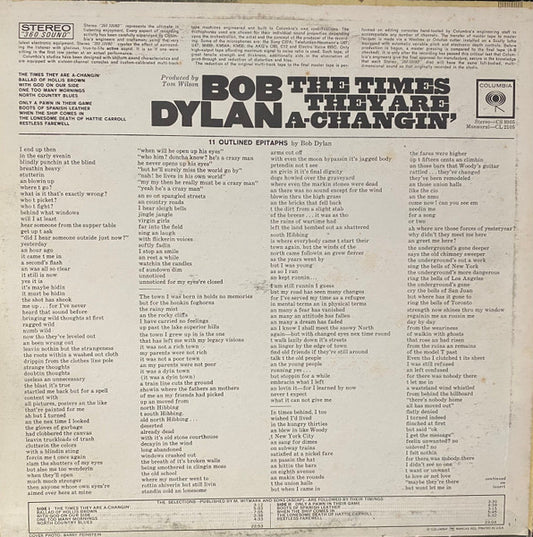 Bob Dylan : The Times They Are A-Changin' (LP, Album, RE, Pit)