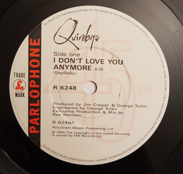Quireboys* : I Don't Love You Anymore (7", Single)