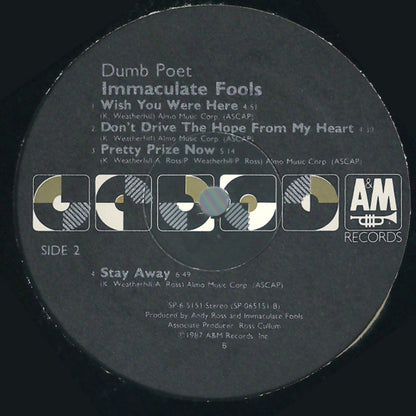 Immaculate Fools : Dumb Poet (LP, Album)