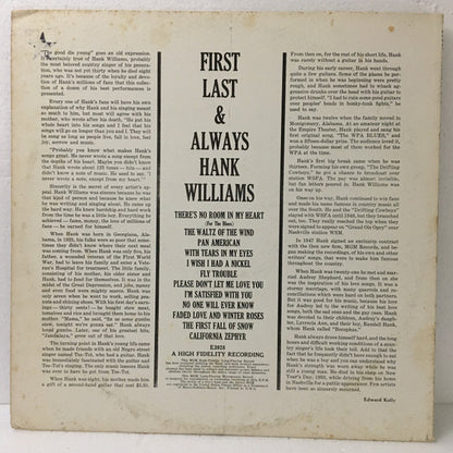 Hank Williams : First, Last And Always (LP, Comp, Mono, RE)