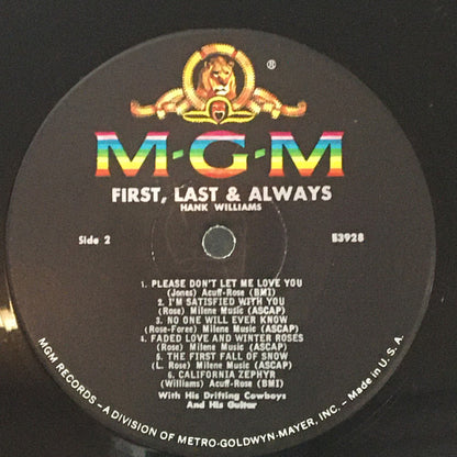 Hank Williams : First, Last And Always (LP, Comp, Mono, RE)