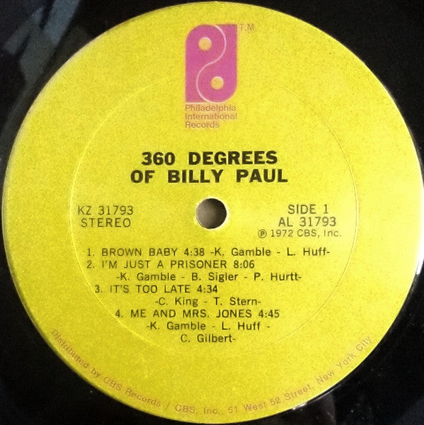 Billy Paul : 360 Degrees Of Billy Paul (LP, Album, Pit)