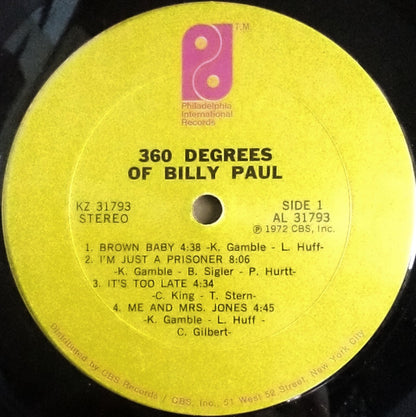 Billy Paul : 360 Degrees Of Billy Paul (LP, Album, Pit)