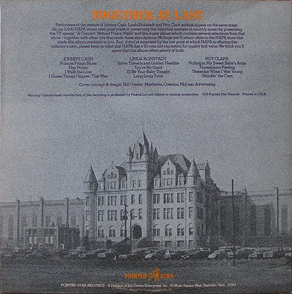 Johnny Cash - Linda Ronstadt - Roy Clark : Napa Presents A Concert: Behind Prison Walls (LP, Album, Comp, Pin)