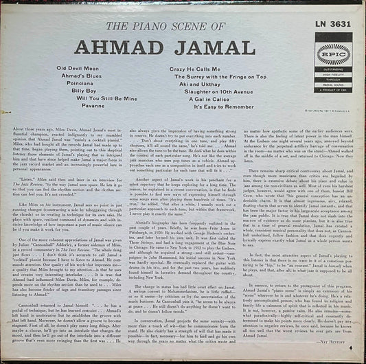 Ahmad Jamal : The Piano Scene Of Ahmad Jamal (LP, Album, Mono, Promo)