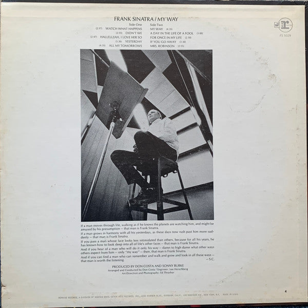 Frank Sinatra : My Way (LP, Album, M/Print, RE, RP, Jac)