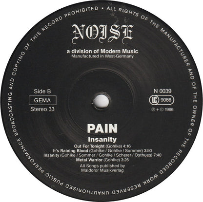 Pain (18) : Insanity (LP, Album)