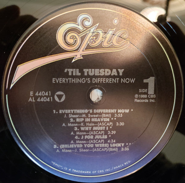 'Til Tuesday : Everything's Different Now (LP, Album)