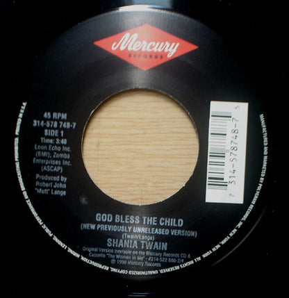 Shania Twain : God Bless The Child (7", Single)
