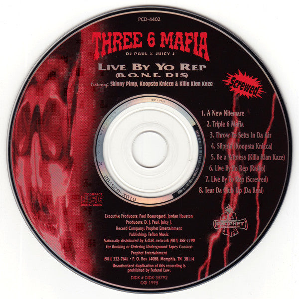 Three 6 Mafia : Live By Yo Rep (B.O.N.E. Dis) (CD, EP, RE)