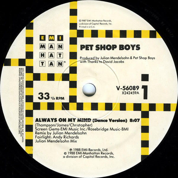 Pet Shop Boys : Always On My Mind (12")