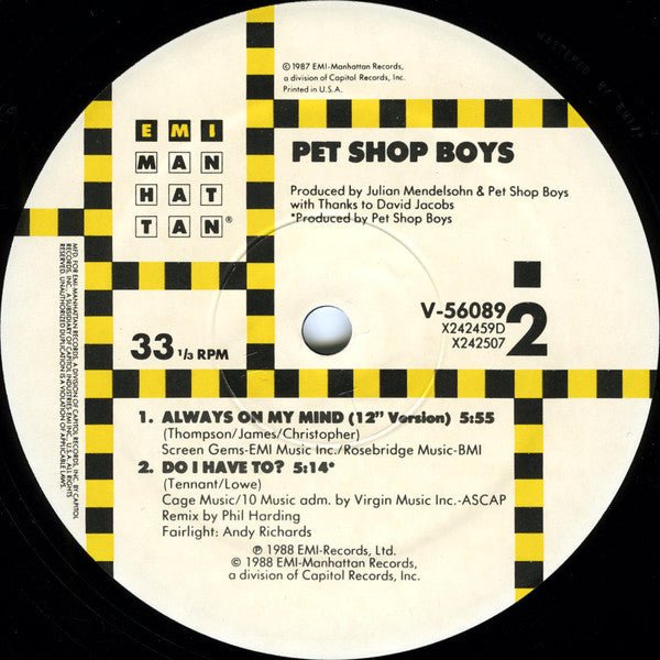 Pet Shop Boys : Always On My Mind (12")