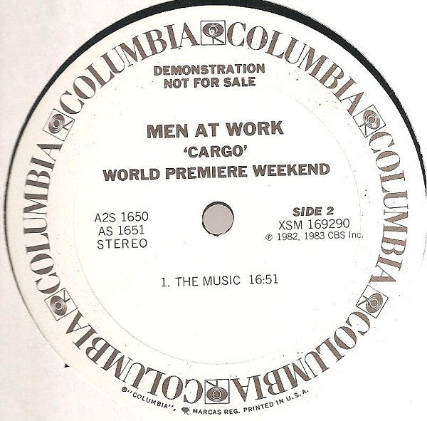 Men At Work : Cargo: World Premiere Weekend, April 15, 16 & 17 1983 (2xLP, Promo, Transcription)