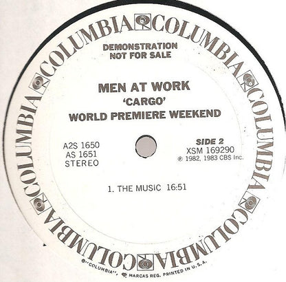 Men At Work : Cargo: World Premiere Weekend, April 15, 16 & 17 1983 (2xLP, Promo, Transcription)