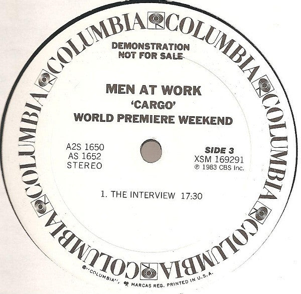 Men At Work : Cargo: World Premiere Weekend, April 15, 16 & 17 1983 (2xLP, Promo, Transcription)