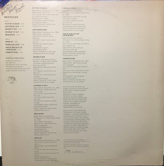 Edgar Winter's White Trash : Recycled (LP, Album, Pit)
