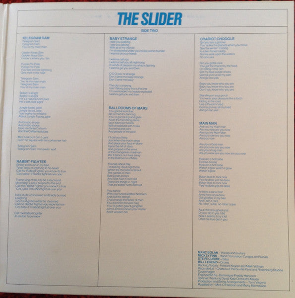 Marc Bolan And T-Rex* : The Slider (LP, Album, RE, Gat)