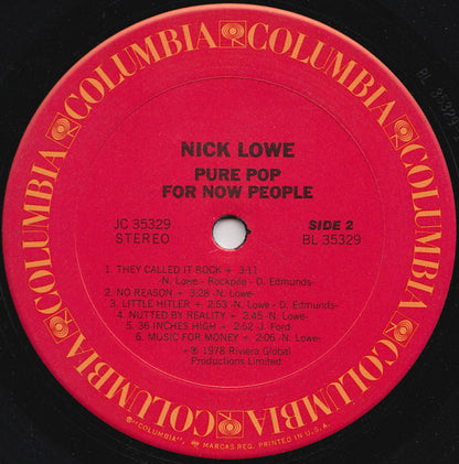 Nick Lowe : Pure Pop For Now People (LP, Album, Ter)