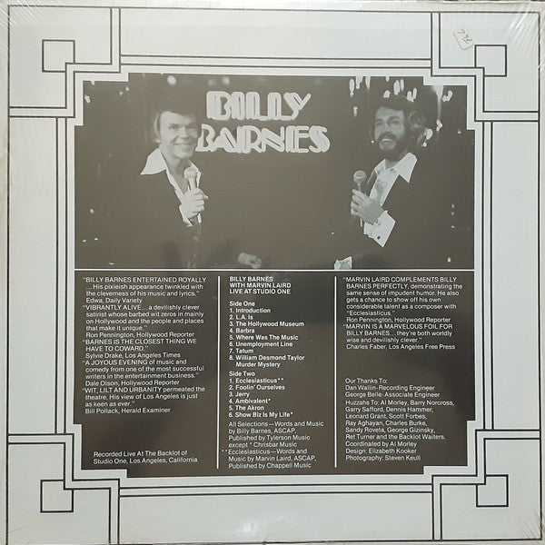 Billy Barnes (8), Marvin Laird (2) : Live At Studio One (LP, Album)