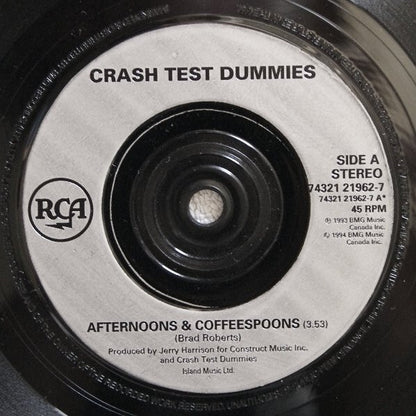 Crash Test Dummies : Afternoons & Coffeespoons (7", Single)
