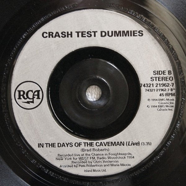 Crash Test Dummies : Afternoons & Coffeespoons (7", Single)
