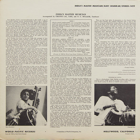 Ravi Shankar : India's Master Musician (LP, Album, RP, Roc)