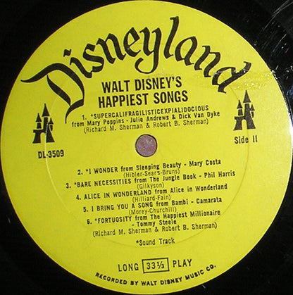Various : Walt Disney's Happiest Songs (LP, Comp, Mono)