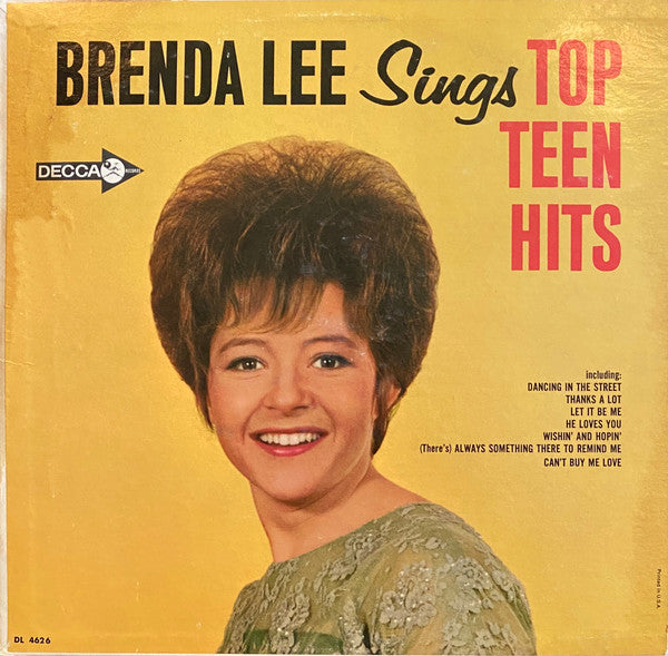 Brenda Lee : Brenda Lee Sings Top Teen Hits (LP, Album, Mono, Pin)