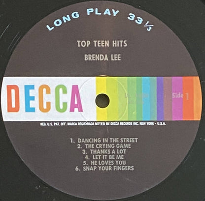 Brenda Lee : Brenda Lee Sings Top Teen Hits (LP, Album, Mono, Pin)