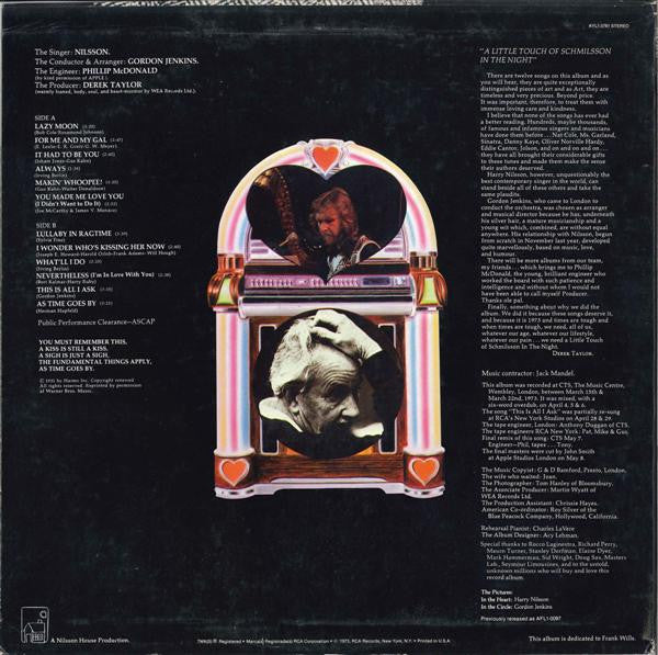 Nilsson* : A Little Touch Of Schmilsson In The Night (LP, Album, RE, Ind)