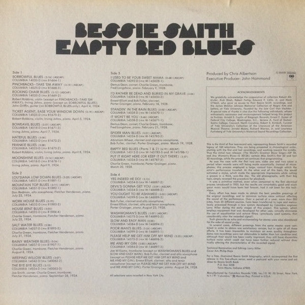 Bessie Smith : Empty Bed Blues (2xLP, Comp, Mono, Pit)