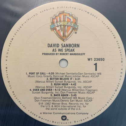 David Sanborn : As We Speak (LP, Album, Club)