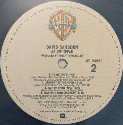 David Sanborn : As We Speak (LP, Album, Club)