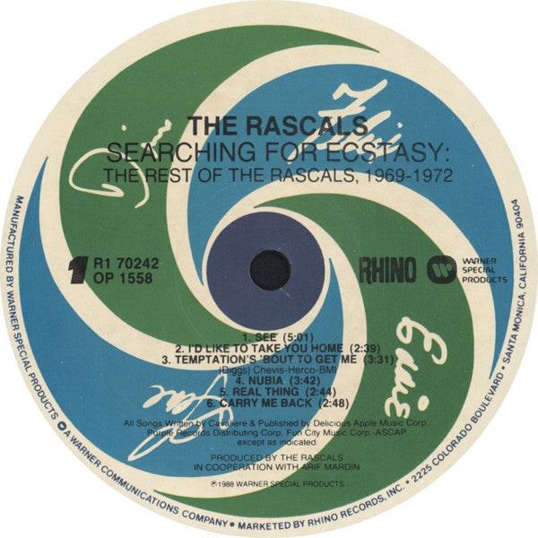 The Rascals : Searching For Ecstasy - The Rest Of The Rascals, 1969-1972 (LP, Comp)