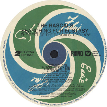 The Rascals : Searching For Ecstasy - The Rest Of The Rascals, 1969-1972 (LP, Comp)