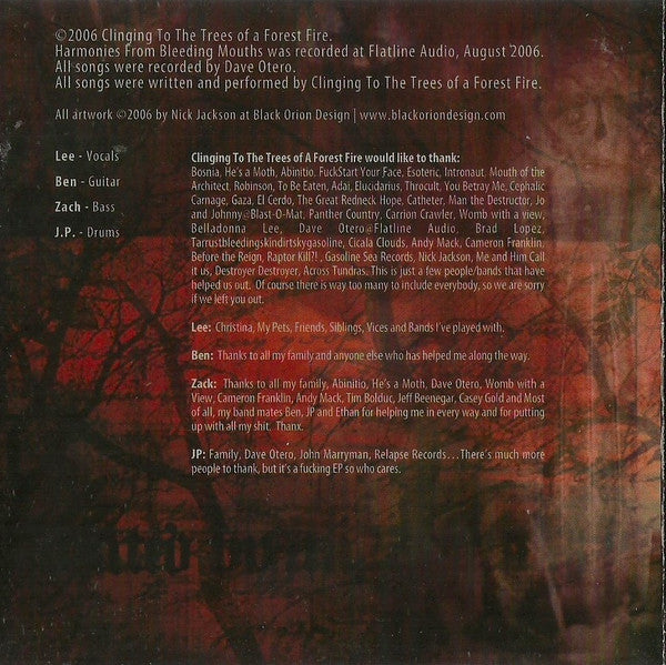 Clinging To The Trees Of A Forest Fire : Harmonies From Bleeding Mouths (CD, EP)