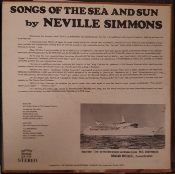 Neville Simmons : Songs Of The Sea And Sun (LP, Album, Red)