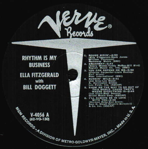 Ella Fitzgerald With Bill Doggett : Rhythm Is My Business (LP, Album, Mono)