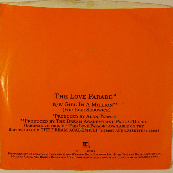 The Dream Academy : The Love Parade (7", Promo, Spe)