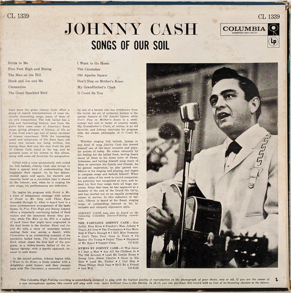 Johnny Cash : Songs Of Our Soil (LP, Album, Mono)