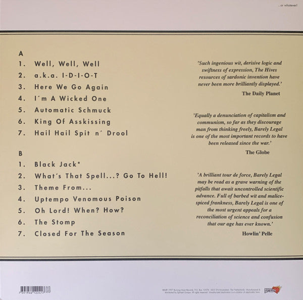 Buy The Hives : Barely Legal (LP, Album, Ltd, RE, Blo) Online for