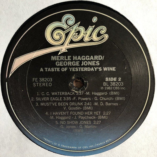 Merle Haggard And George Jones (2) : A Taste Of Yesterday's Wine (LP, Album, Car)