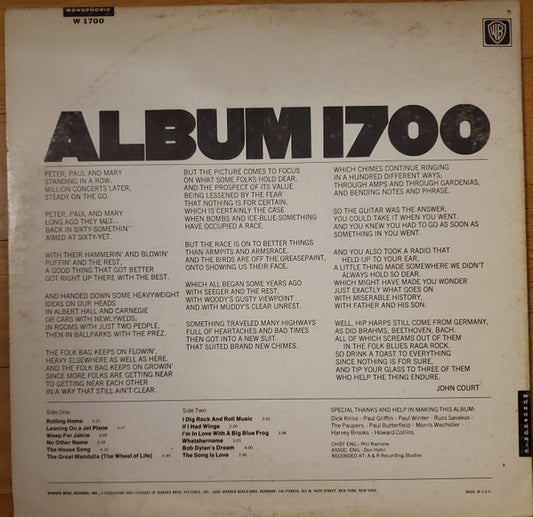 Peter, Paul And Mary* : Album 1700 (LP, Album, Mono)