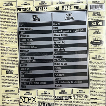 Various : Physical Fatness - Fat Music Vol. III (LP, Comp, RE, Yel)