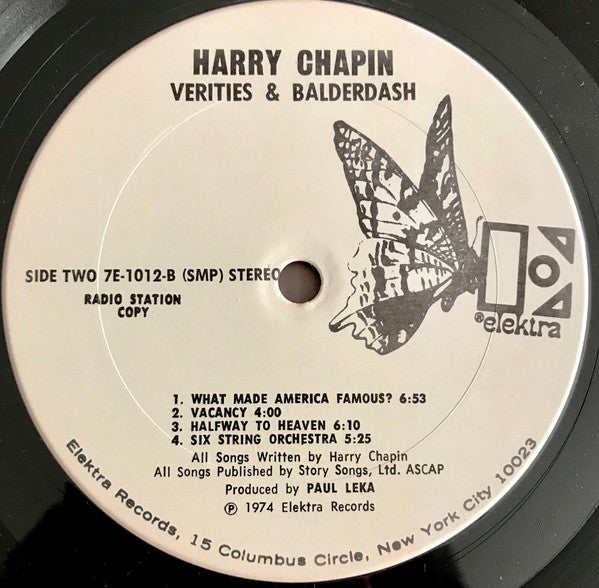 Harry Chapin : Verities & Balderdash (LP, Album, Promo)