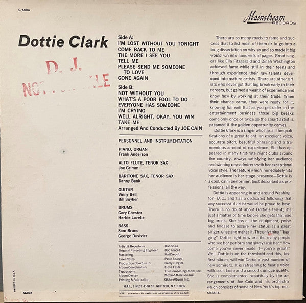 Dottie Clark : I'm Lost (LP, Album, Mono, Promo)