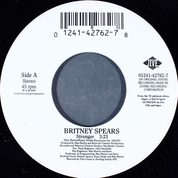Britney Spears : Stronger (7", Single)
