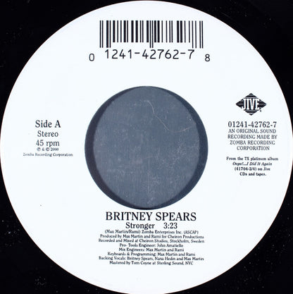 Britney Spears : Stronger (7", Single)